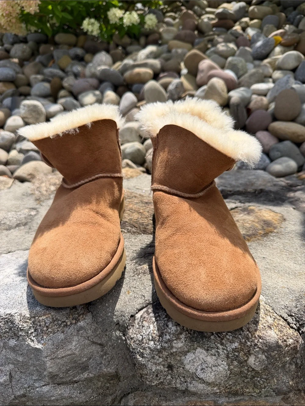 UGG Chestnut Suede Shearling Cuff Boots